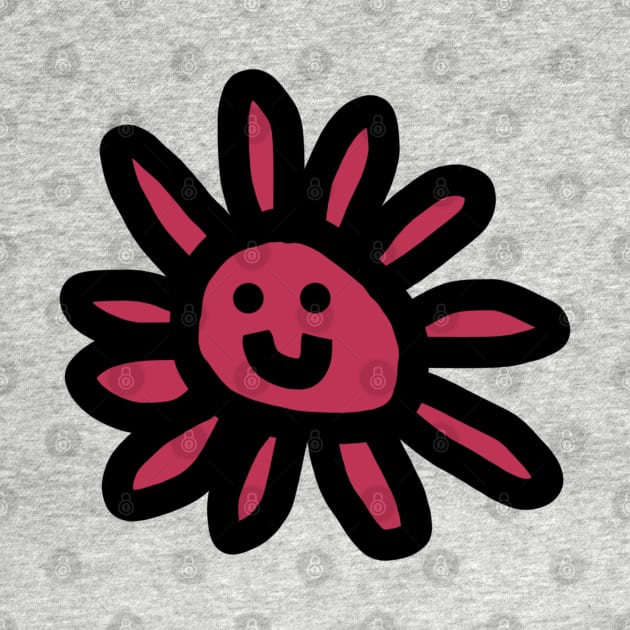 Daisy Flower Smiley Face Graphic Viva Magenta by ellenhenryart
